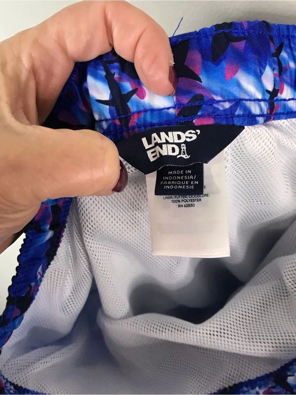 Lands' End Blue Shark-Pattern Kids Swim Trunks Sz XL 14H-16H